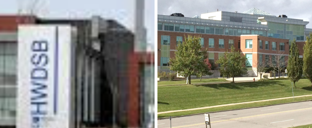 Side by side shots of HWDSB and the YCDSB offices
